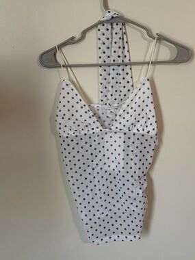 NWT ZARA White Polka Dot Cami Top w/ Scarf